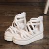 Summer new Korean version of student muffin women's shoes thick-soled medium-heeled flat-soled women's sandals open-toed roots casual Roman shoes