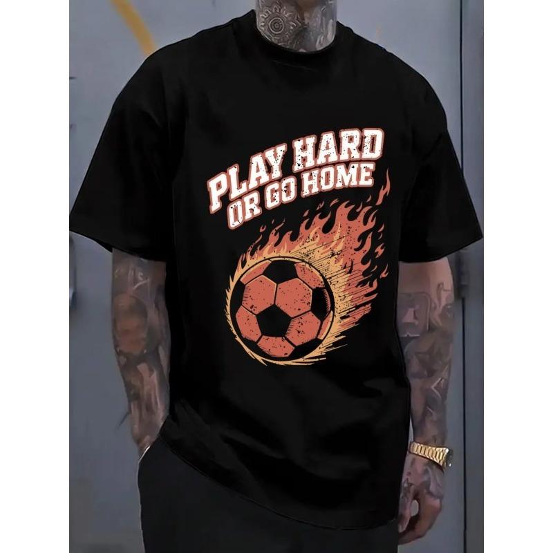 

European sizes Play Hard Soccer Funny T Shirts T-shirt Men High Quality Limited Edition Short Black New Summer Trendy Printed T-shirts Cool Shirts S чёрный
