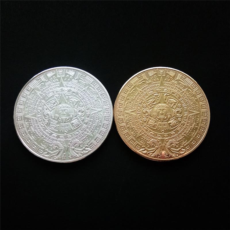 Retro Vintage Metal Medallion Mayan Aztec Coin Amulet Medal Unisex Women Men Protect Charm Talisman Powerful Wealth Success Health Luck Jewelry