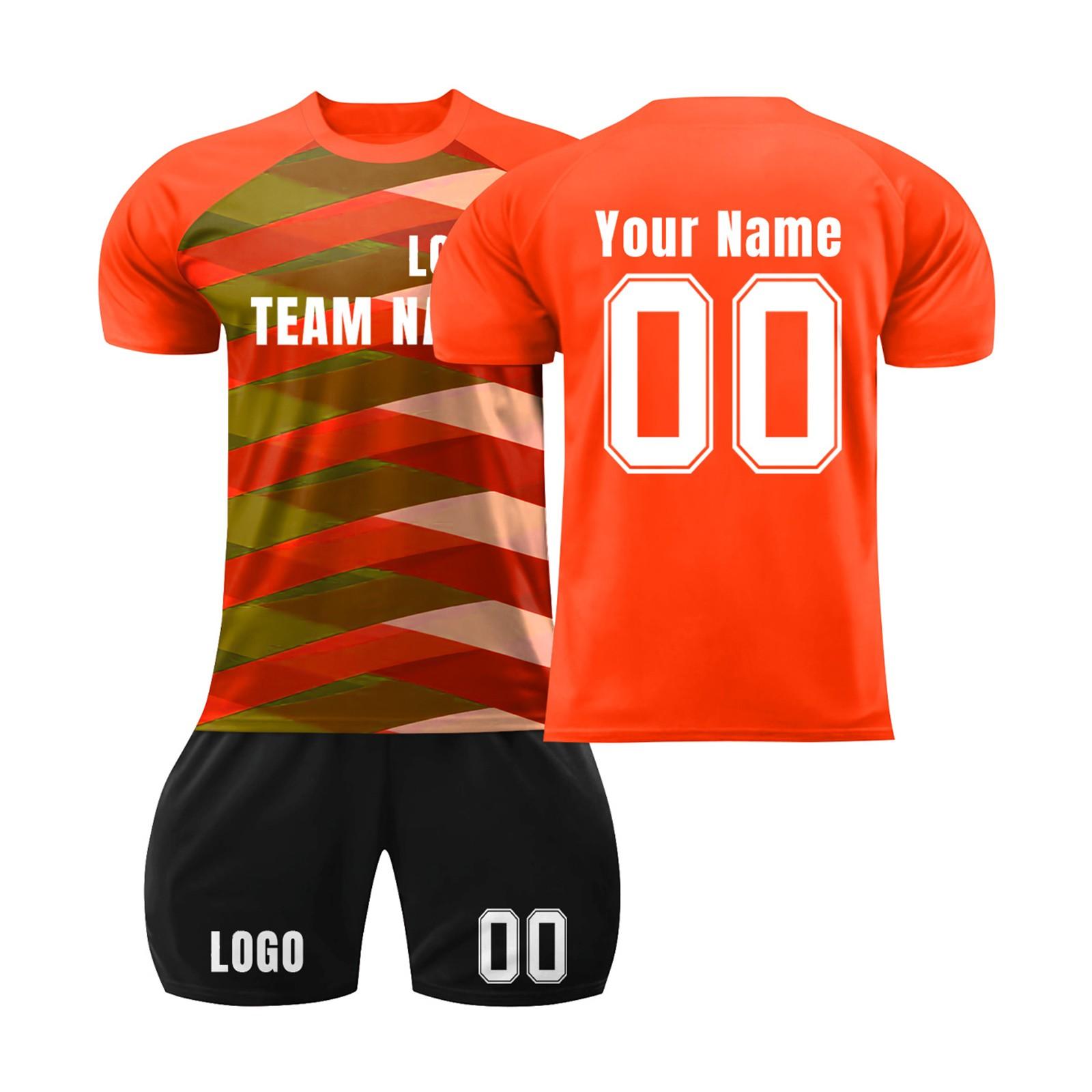 

Комплект персонализированных рубашек для мужчин и девочек с именем и номером, футбольные майки на заказ для мальчиков, тренировочный костюм S оранжевый