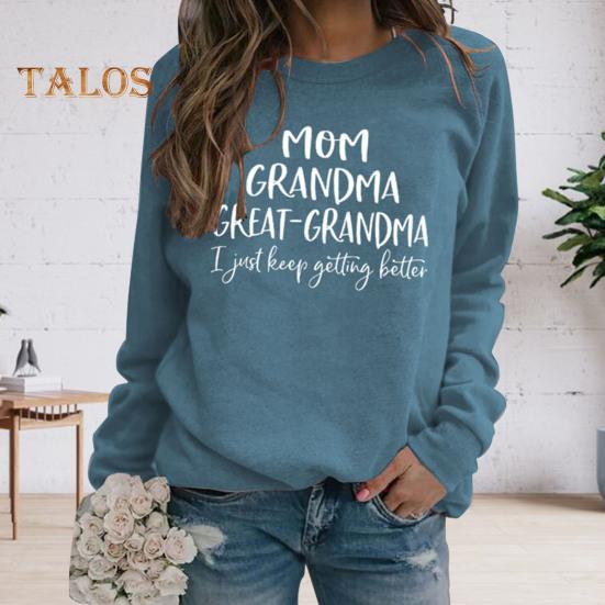 Toamnă Iarnă Hanorac pentru femei Imprimare cu litere Gât rotund Mâneci lungi Pulover liber Manșetă elastică Purtare zilnică Top casual