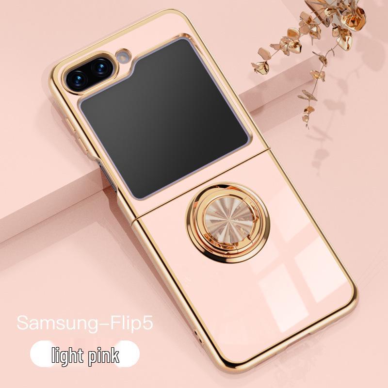 Samsung Z Flip7 Foldable Phone Case: Electroplated Magnetic Stand & Finger Ring Protective Cover