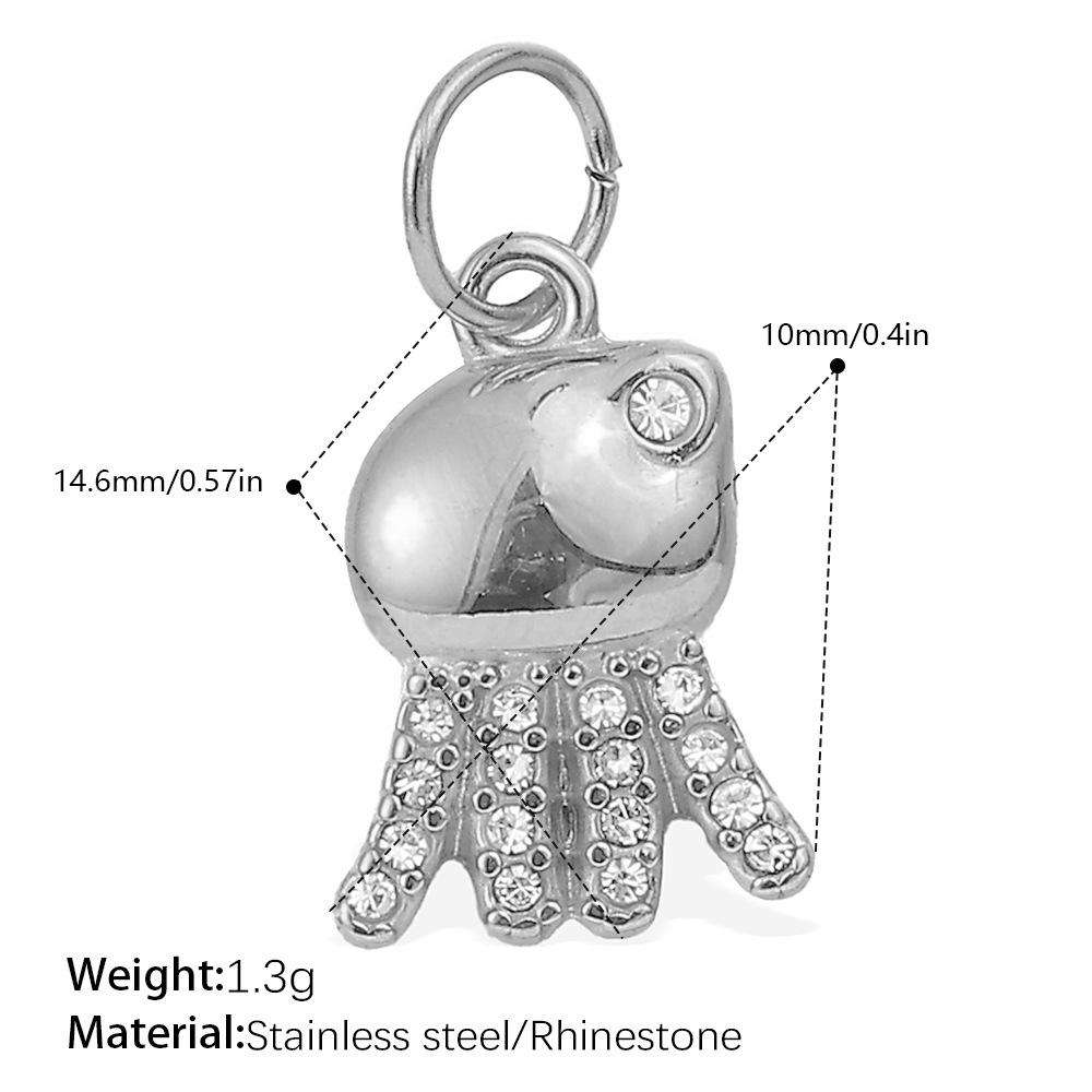 Diamond-Studded Dolphin & Starfish Stainless Steel Pendant - Cute Ocean Animal Jewelry Accessory