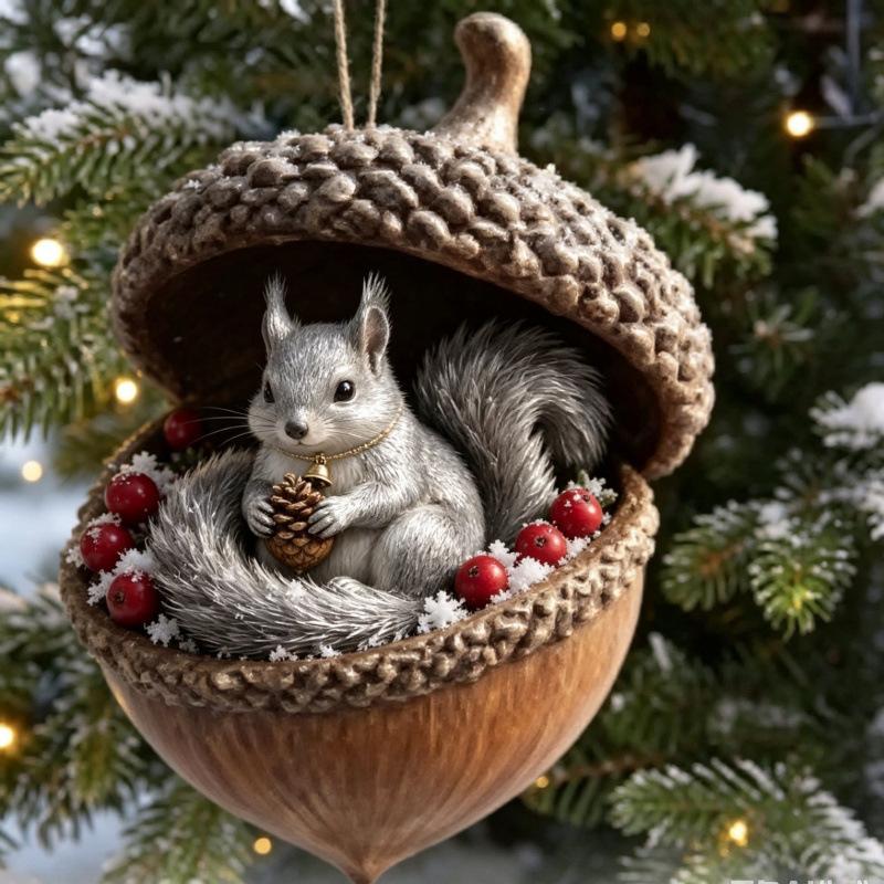 Creative Nut Shell Small Animal Pendants, Christmas Tree Artificial Hedgehog, Puppy, Sheep Ornaments for Festive Decoration