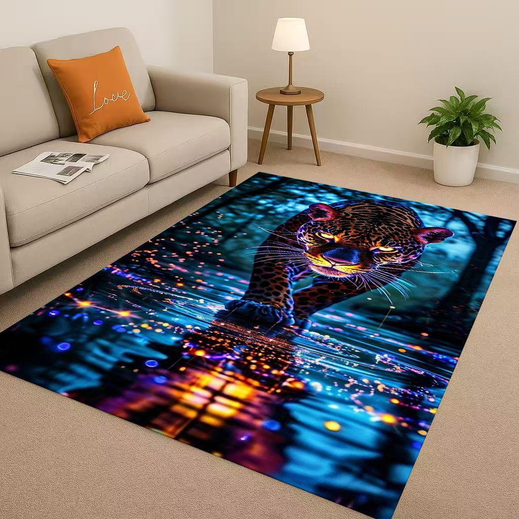 3D Cheetah Leopard Beast Living Room Non Slip Area Rug Soft Carpet for Bedroom Playroom and Sofa ,Easy Clean Home Decor Doormat