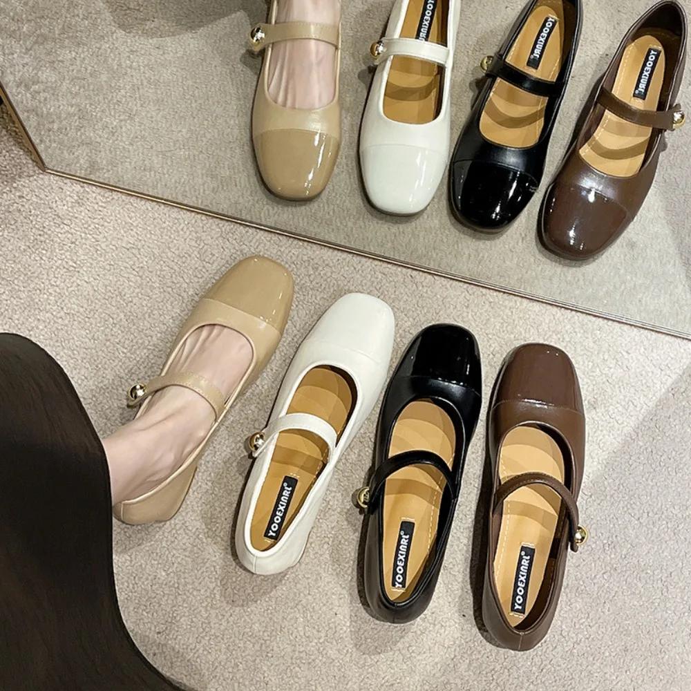 Mary Jane Shoes for Women New Fashion Medium Heeled Women Single Shoes Soft and Comfortable Red Ballet Shoes Zapatos De Mujer