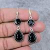 Black Spinel Gemstone Handmade 925 Sterling Silver Jewelry Earring 2.56" M-349