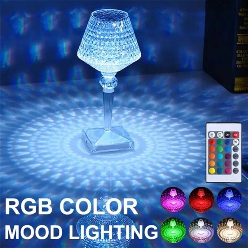 1Pc Crystal Table Lamp Rechargeable Touch Light-changing Eye Protection Lamp For Home Bedroom Bedside Decoration Lights Dropshipping