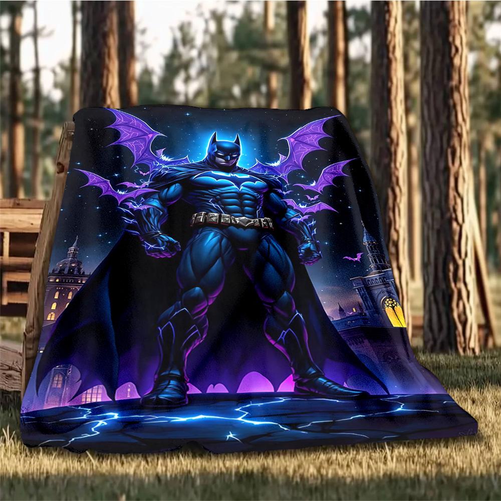1pc Batman Outdoor Flannel Throw Blanket Soft, Lightweight & Warm for Sofa, Office