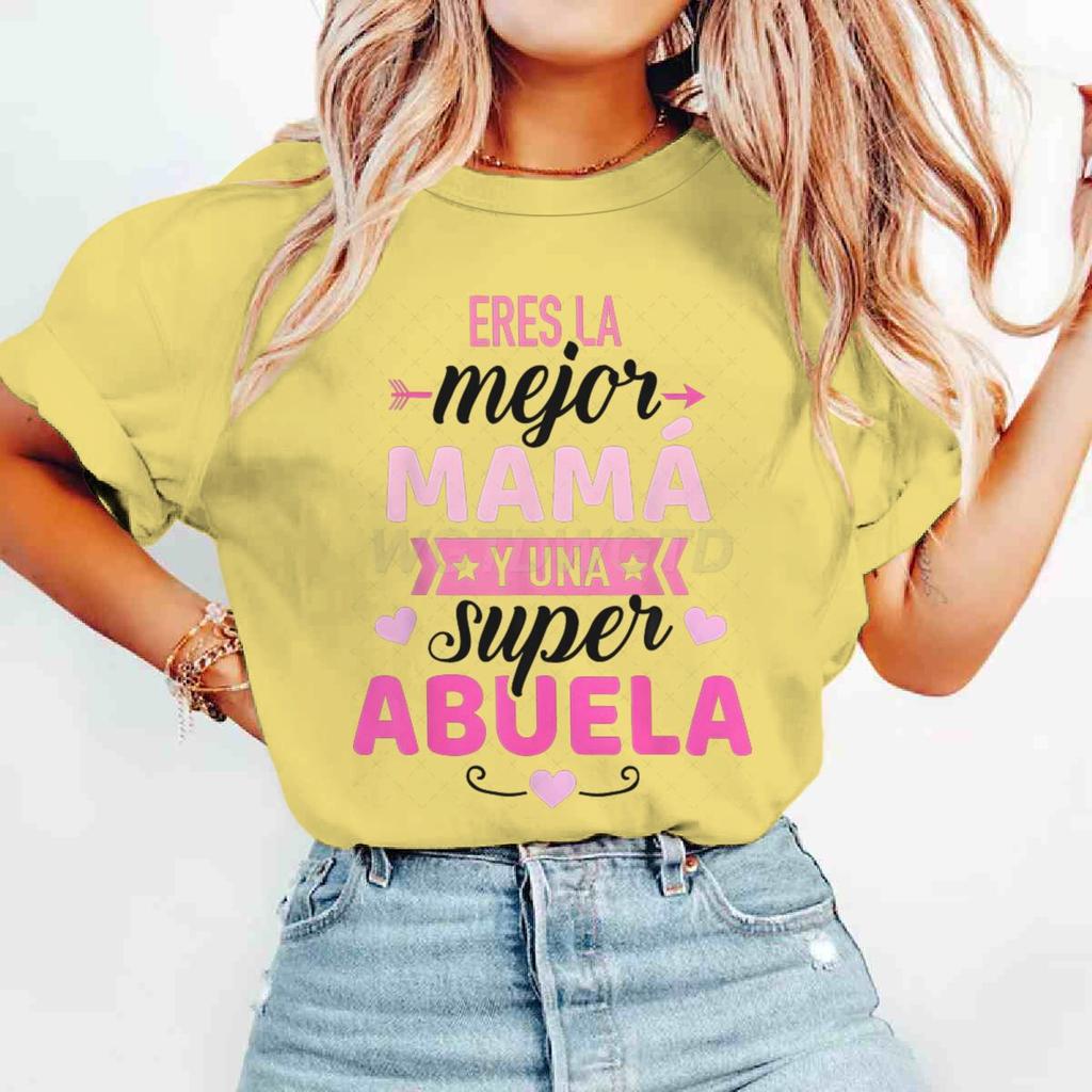 Mom Grandma Matching Tshirt Pink White Print Short Sleeve Top Best Mom Super Grandma Casual Daily Wear Top Unisex