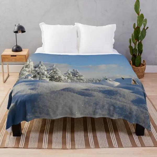 Scenery Flannel Throw Blanket Mountain Cloud Snow Beautiful Landscape Blanket For Boys Girls Gifts King Queen Size Lightweight
