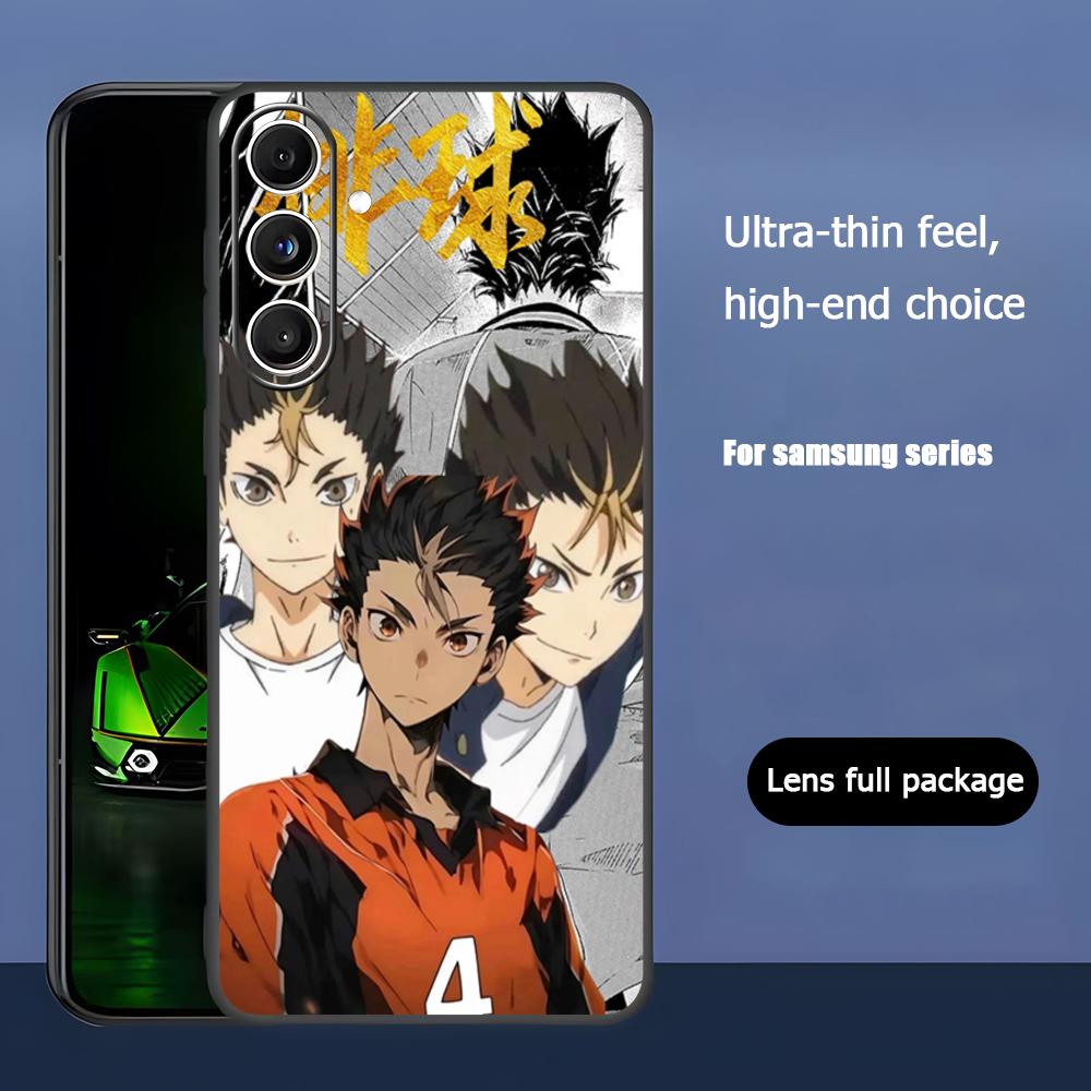 Haikyu Anime Nishinoya Yuu Phone Case For Samsung Galaxy S25 S24 S23 S22 S21 S20 Plus Ultra Note20 Soft Black