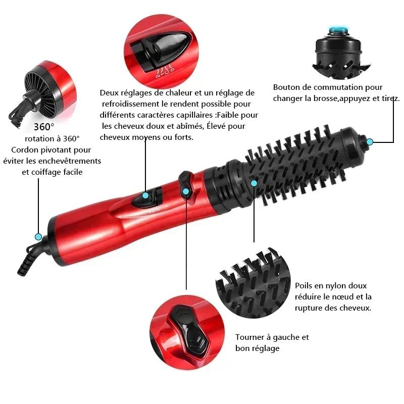 3 In 1 Rotating Hair Dryer Electric Comb Hair Straightener Brush Dryer Brush Hot Air Comb Negative Ion Hair Styler Comb