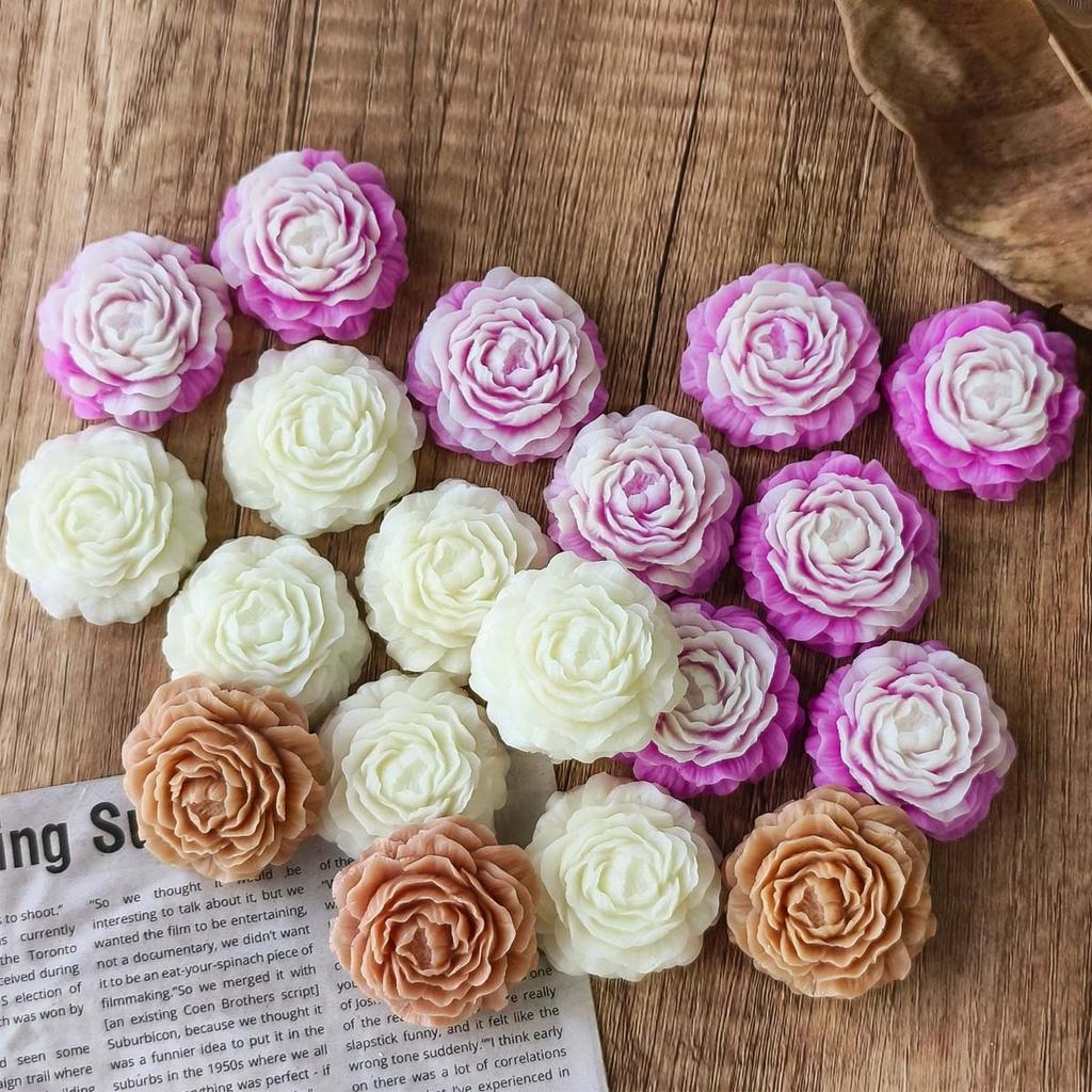 3pcs Flower Silicone Candle Mold DIY Peony Ornament Craft Gifts Making Tool Soap Plaster Resin Chocolate Baking Molds Home Decor