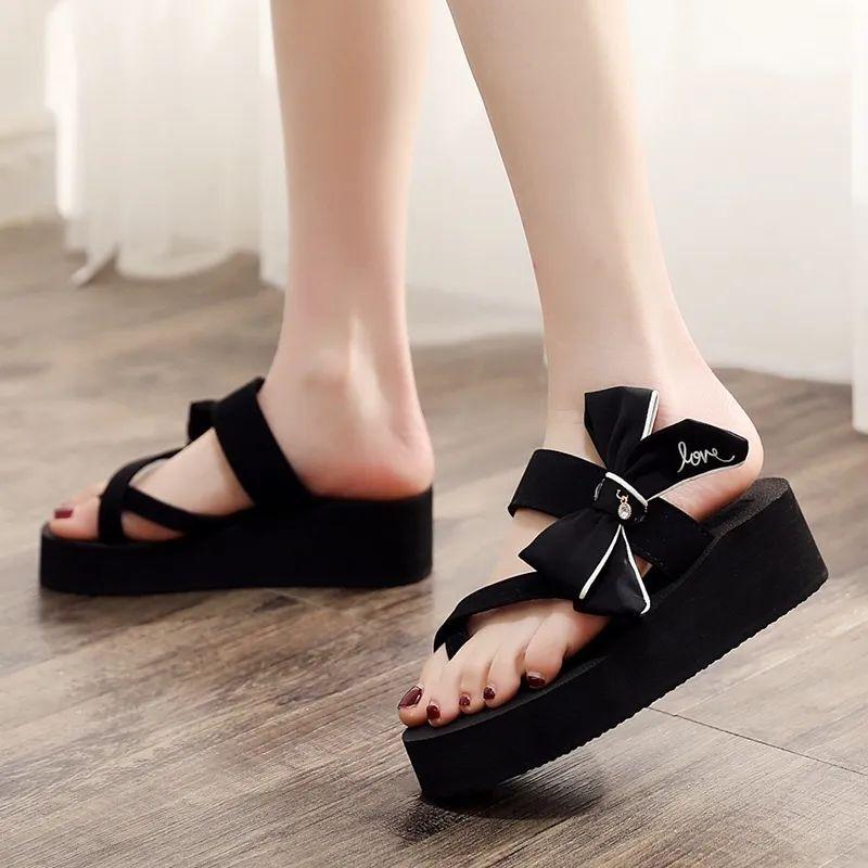 Platform Slippers met Strik voor Dames en Sandalen voor Dames Buiten op het Strand Flip Flops Schoenen Koreaanse Stijl Zomer 2026 Groothandel Slides