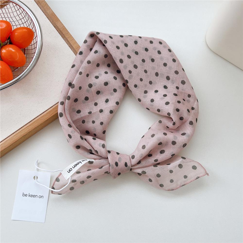Koreanisches Trendiges Frühlings-Gepunktetes Seiden-Kopftuch - Quadratisches Mode-Tuch für Damen für Haare, Hals und Dekoration