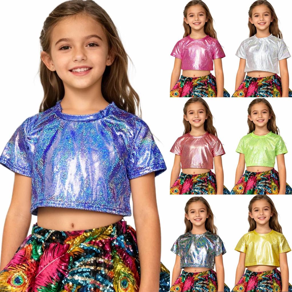 Unisex Hip Hop Dance T-Shirt - Sequin Loose Short Sleeve Top for Men and Women