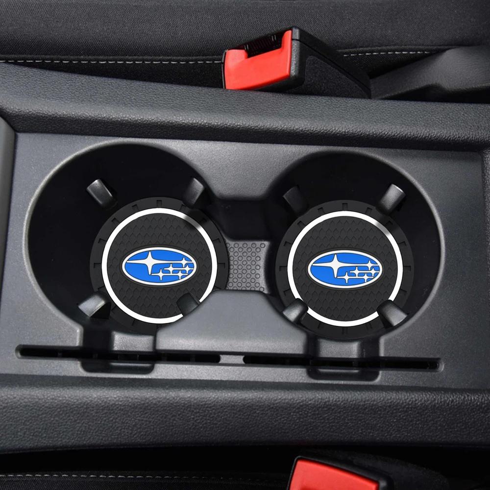 For Subaru STI Forester Legacy Outback WRX Crosstrek Car 2Pc Car Coasters Water Cup Slots Non-Slip Mat Water Cup Pad VV333