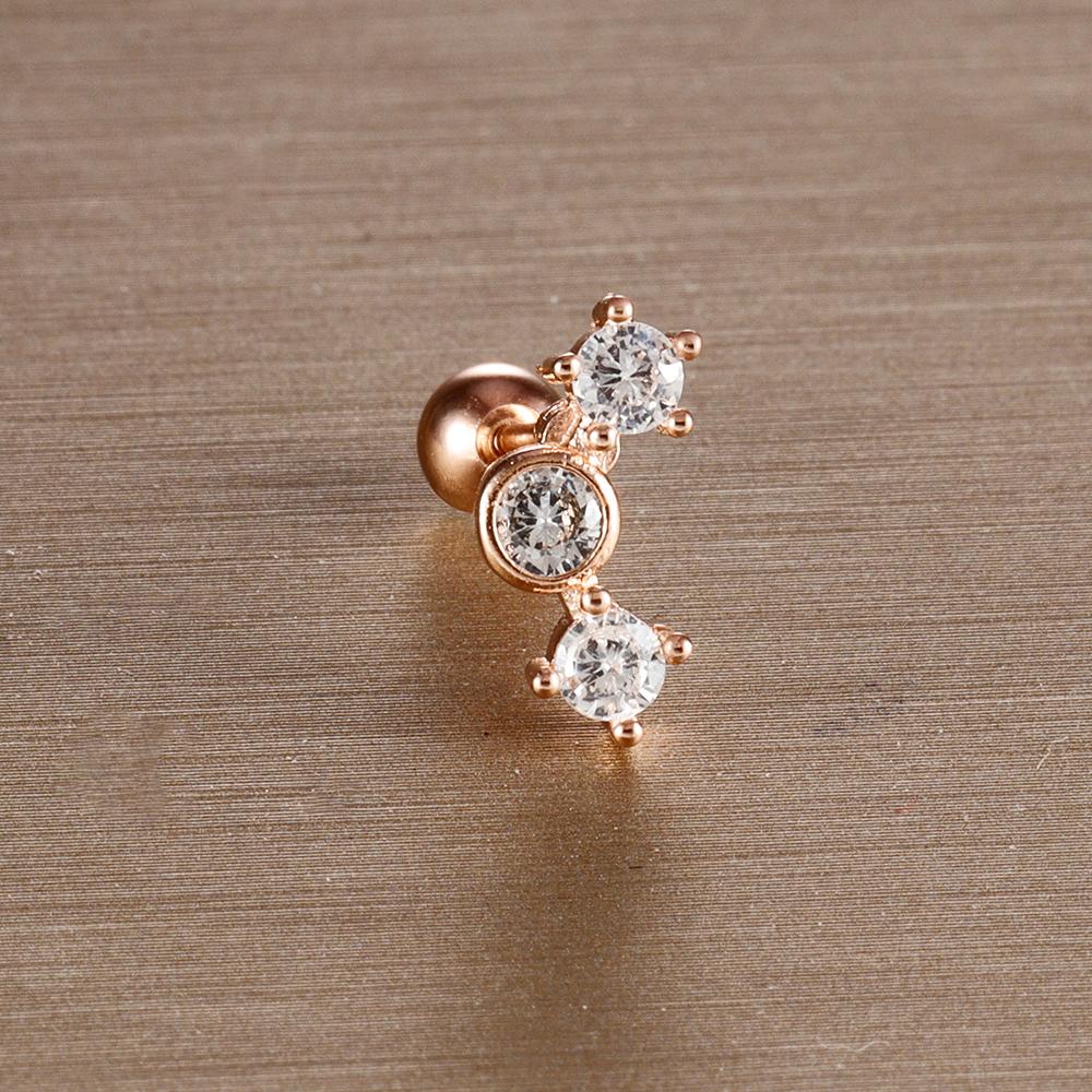 1PC 6 Styles Stainless Steel Mini Zircon Cartilage Piercing Stud Earring For Women Helix Tragus Piercing Women's Body Jewelry