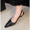 Fashion Fashion Female Sandals Red Fashion Heels Women Pumps Footwear Slingbacks Shoes For Pointed Toe Buckle Strap Ladies Heels Shoe