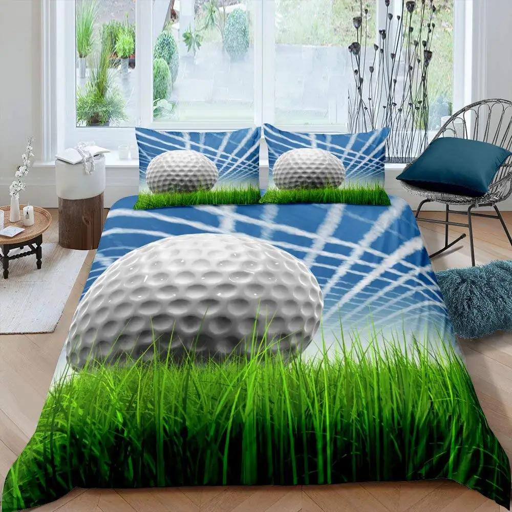 Golf Print Duvet Cover Set Black Camo Bedding Set Camouflage Comforter Cover Sports Themed BeddingGolf Balls Gaming Quilt Cover