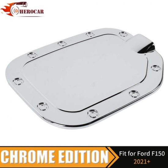 Chrome Gas Cap Cover Fuel Filler Door Tank Trim for Ford F150 + Accessories