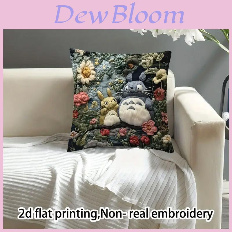 Totoro Plush Pillow Cover With Digital Print For Living Room Decor
