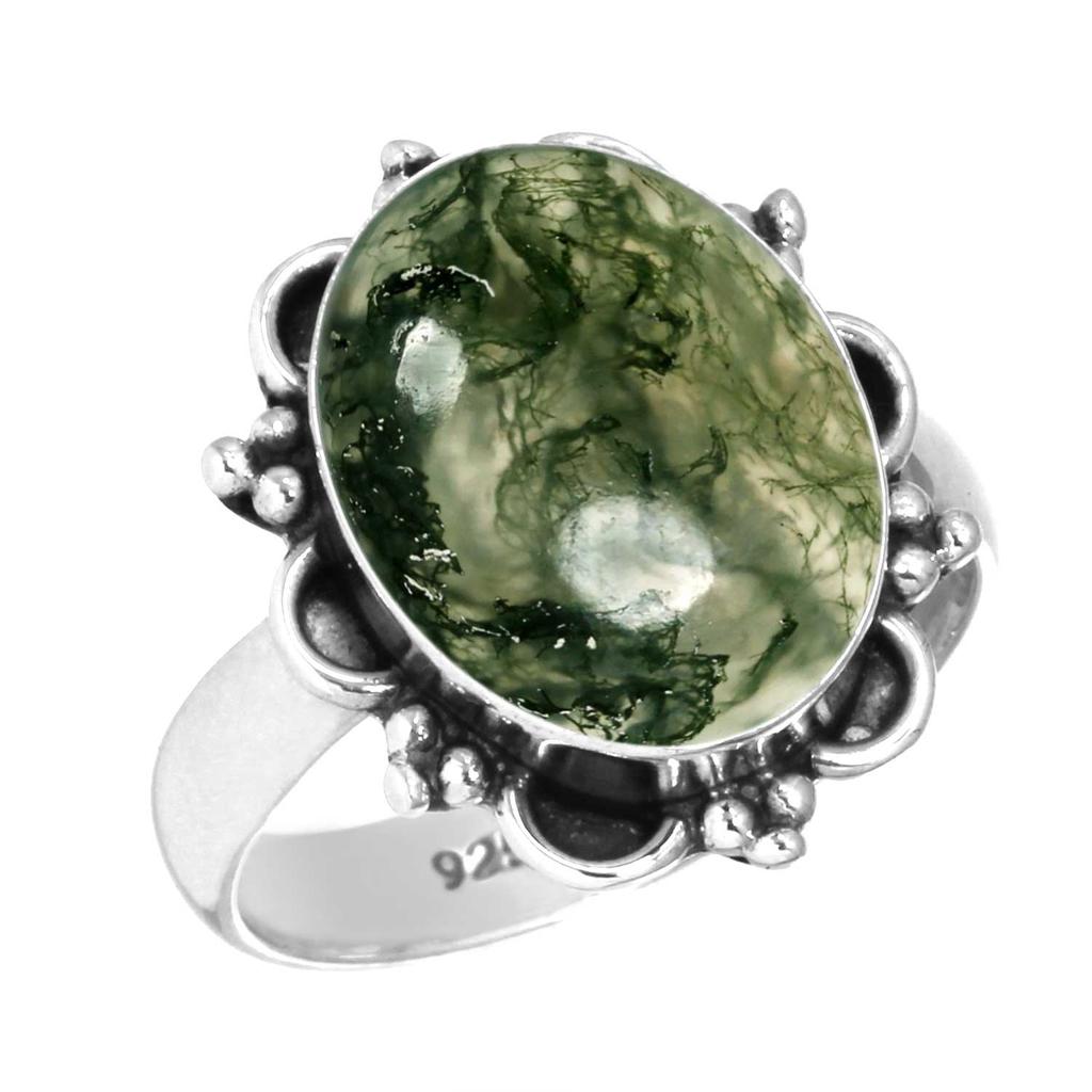 925 Sterlingsilber Ring Damen Edelstein Handgefertigter Schmuck Ostergeschenk Mookait Montana Achat Moosachat Stachelauster Rhodonit Shivaauge Mode