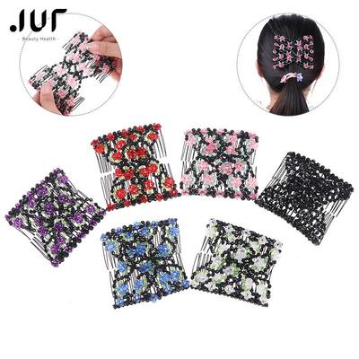 Four Seasons Fashion Hair Comb Women Magic Elasticity Flower Beads Claws Clip Makeup Band Headwear Hoop Scrunchie DIY Tools 1Pcs