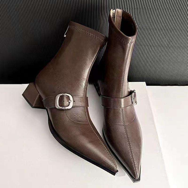 Ankle Boots for Women Pointed Toe Luxury Heeled Shoes Winter Dress Designer 2025 New Elegant Short Botas De Muje Zapatos