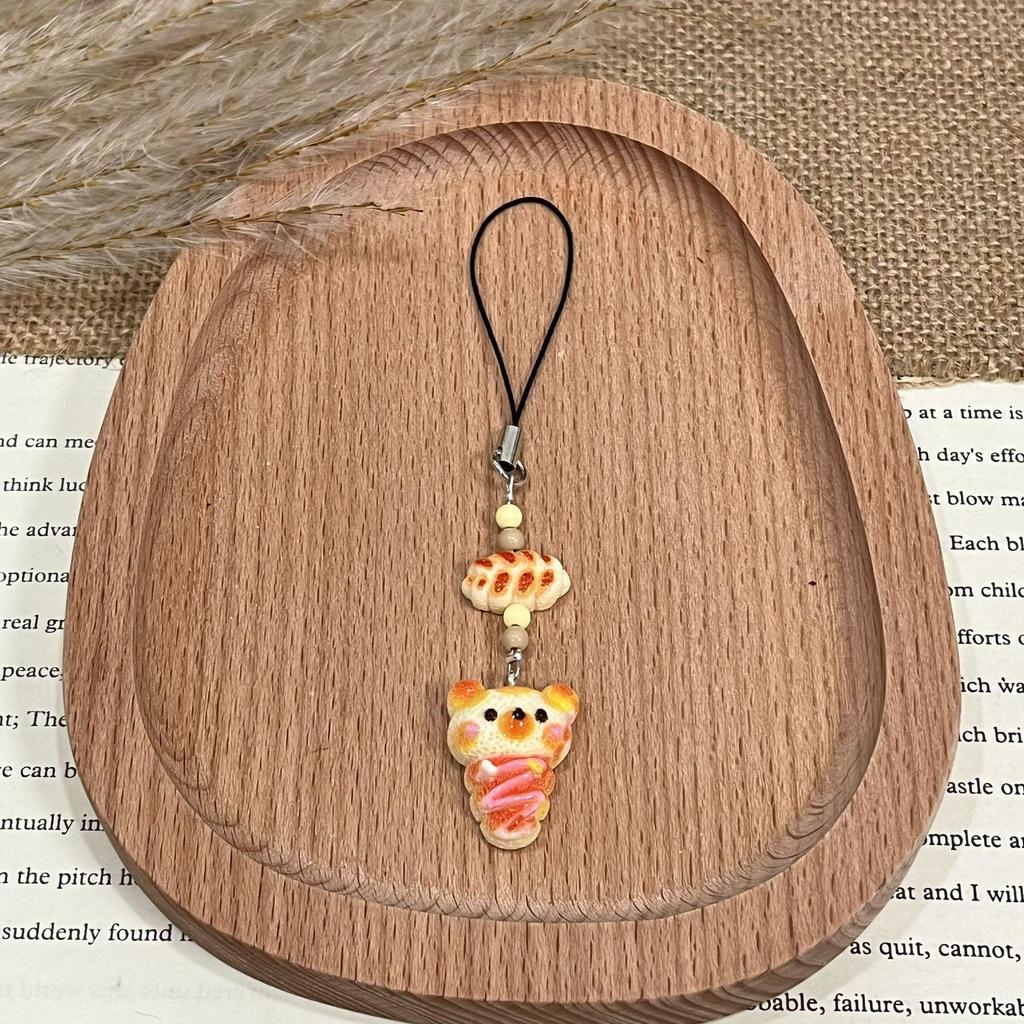 Pizza Donut Keychain: Cute Xiaohongshu-Inspired Pendant with Lanyard for Mobile Phones