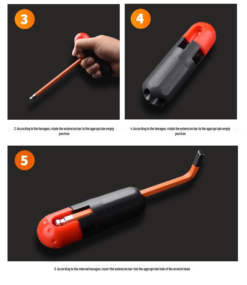 Colored Hex Key Set with Multifunctional 6-Point Screwdriver