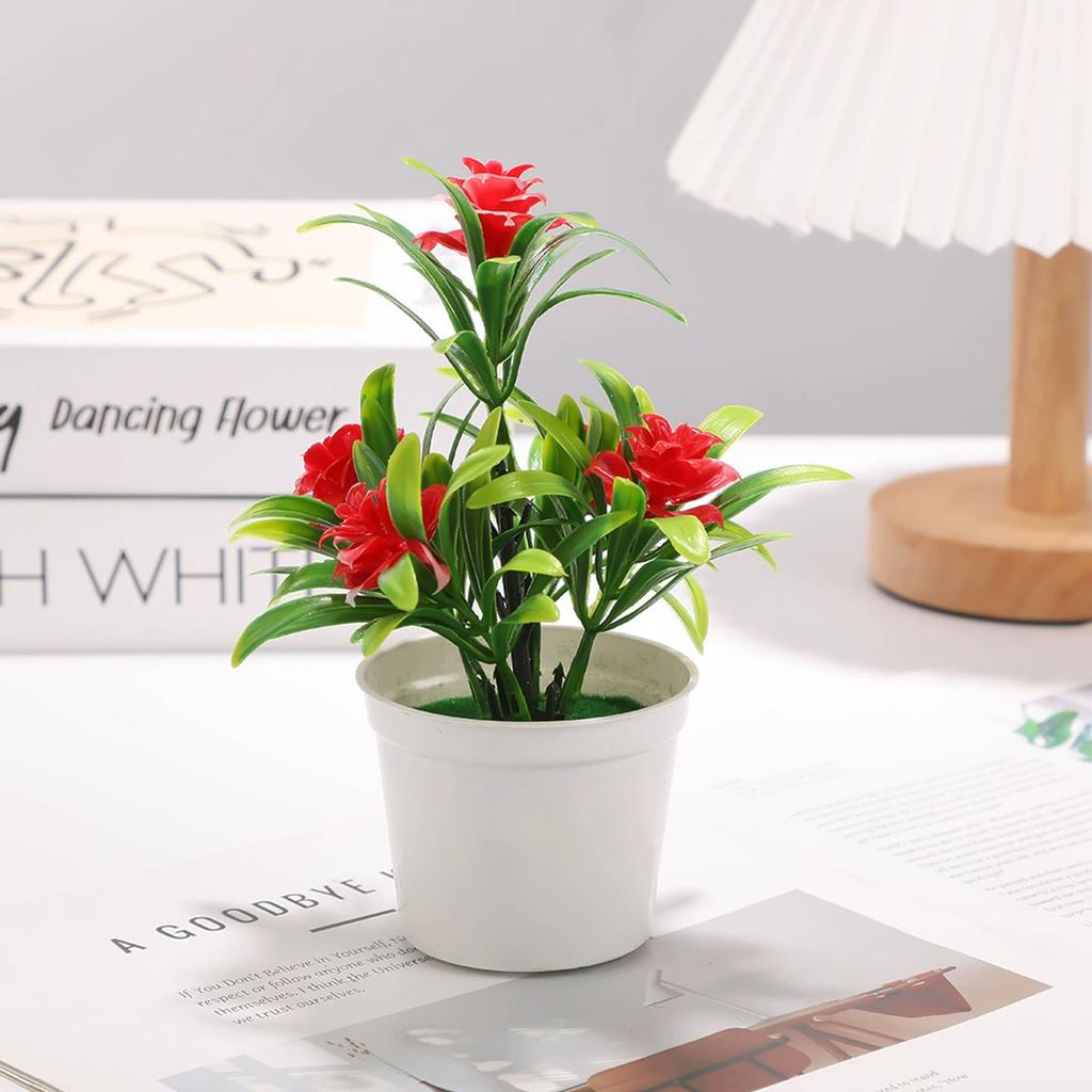 Artificial Potted Plant Decorative Tabletop Fake Flower Arrangement Indoor Home Office Desk Greenery Landscape Faux Botanical Ornament