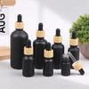 5Ml-100Ml Black Frosted Essential Oil Glass Bottle Wood Grain Dropper Bottle Aromatherapy Liquid Pipette Bottle Refillable