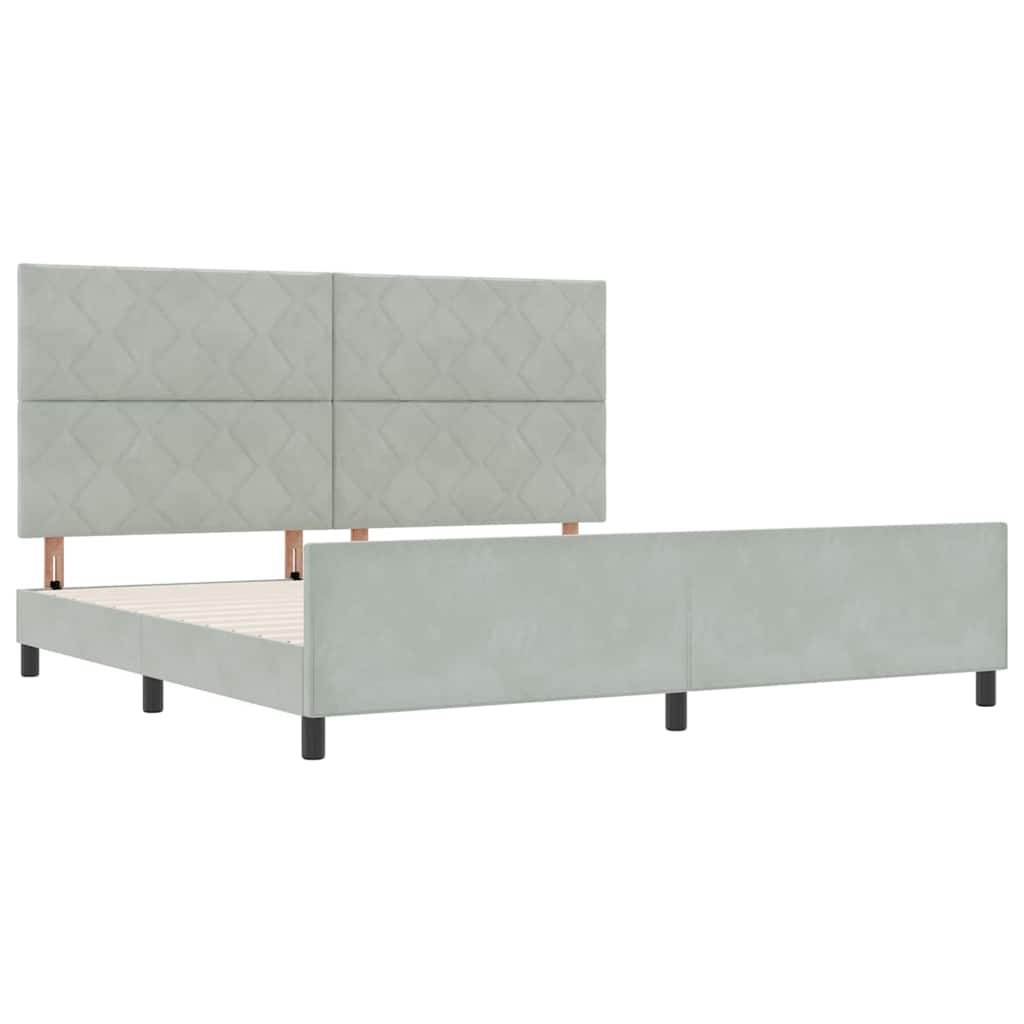 Boxspring Bed with Headboard Light Grey 200 X 200 Cm Velvet