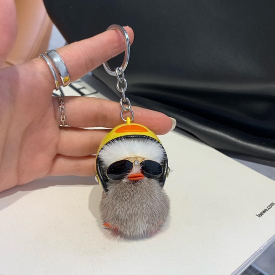 Keychain Soft Plush Duck Shape Portable Anti-Lost Key Holder Mobile Phone Chain Bag Hanger Backpacks Suitcases Hanging