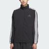 Adidas 3-Stripes Logo Stripe Loose Fit Stand Collar Zip Shoulder Sleeve Long Sleeve Jacket Men Jacket Black White KC3892