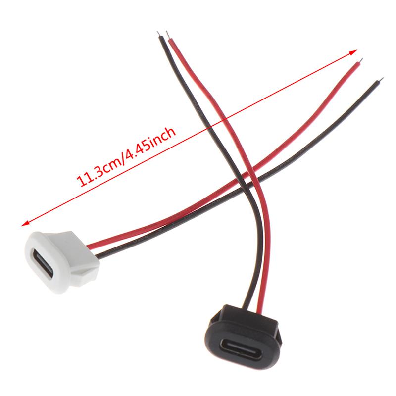 2Pin USB-C Type C Female Socket Charging Interface Waterproof USB Connector Direct Compression Female Base With Welding Wire