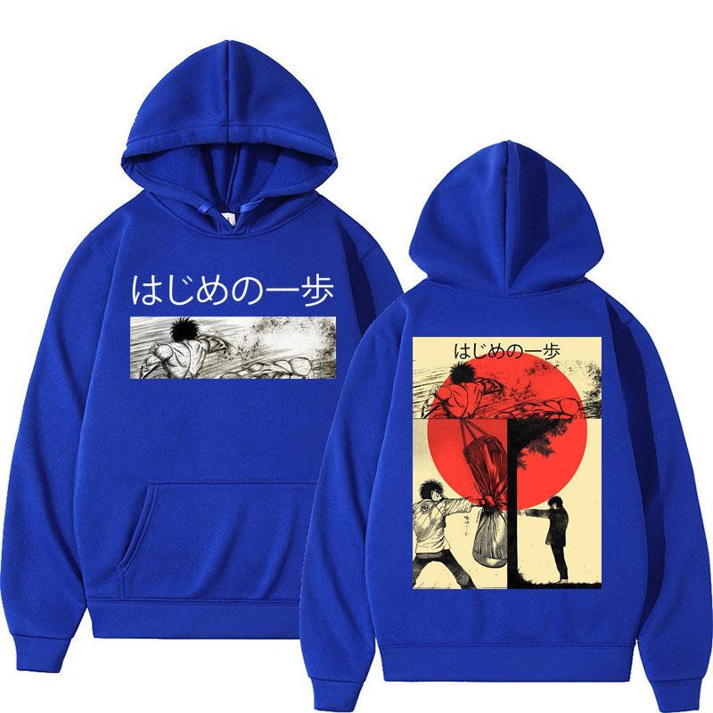 Anime Hajime No Ippo Kamogawa Boxing Gym Hoodies Makunouchi Takamura KGB Sweatshirt Loose Fleece Vintage Long Sleeve