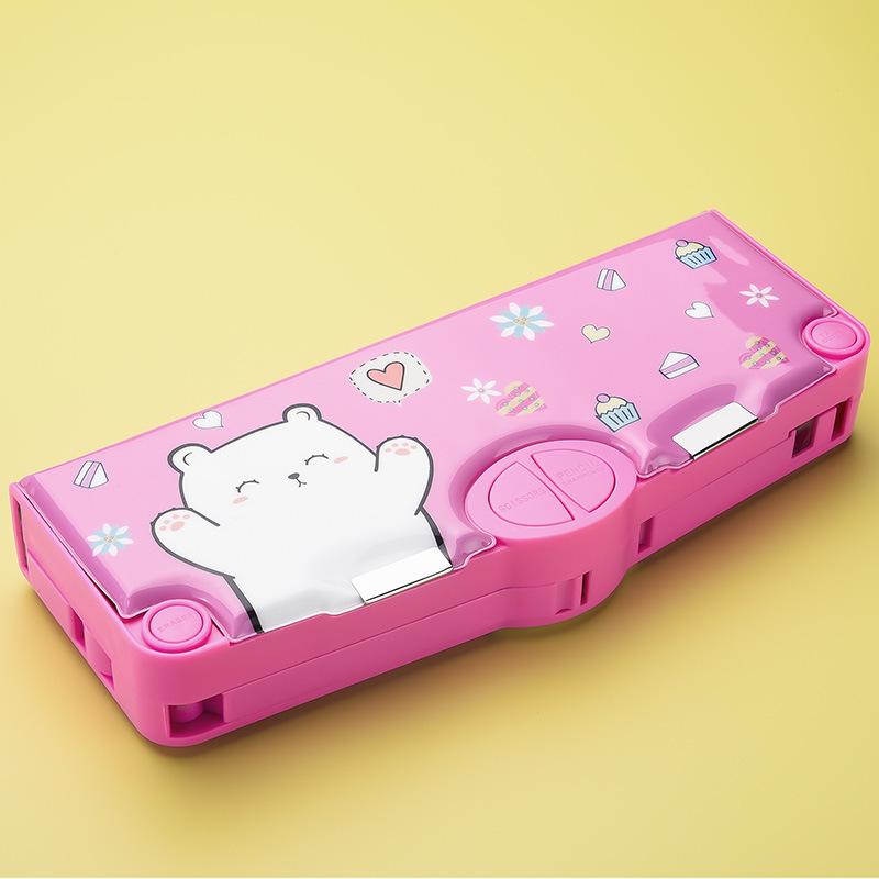 Multifunctional Large Capacity Double Layer Children's Pencil Case for Boys and Girls - Cute Plastic Box