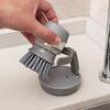 Soap Dispensing Dish Brush, Kitchen Hand Brush for Cleaning Dishes, Pots, Pans and Sinks -- Gray