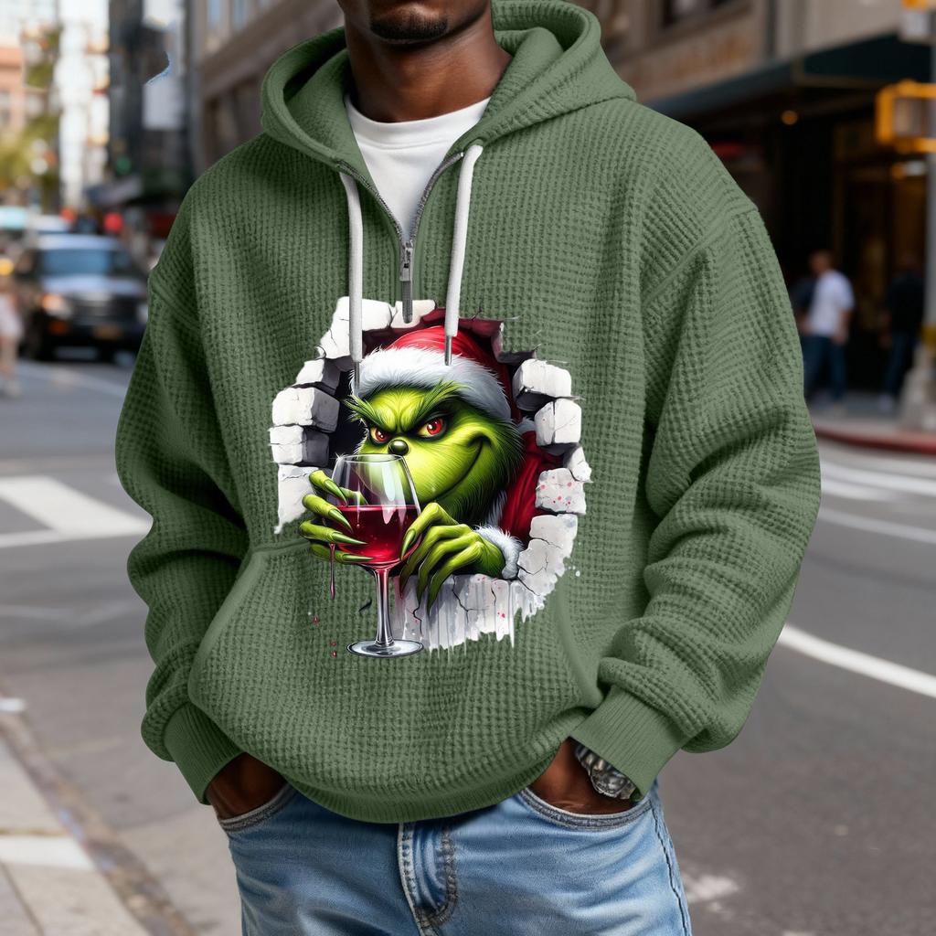 Mokaloha Men's Casual Solid Color  Zipper Long Sleeve Hooded Sweatshirt, Everyday Zipper Casual Long Sleeve T-Shirt