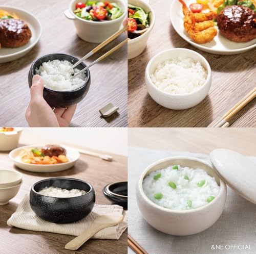 &NE Banko-Keramik Kleiner Reiskocher (Ohitsu) - Hase zu Ke, Weiß, Fasst 1 Portion Reis (0,5 Tassen), Hergestellt in Japan, Keramik, Mikrowellen- und Ofenfest, Hitzebeständig