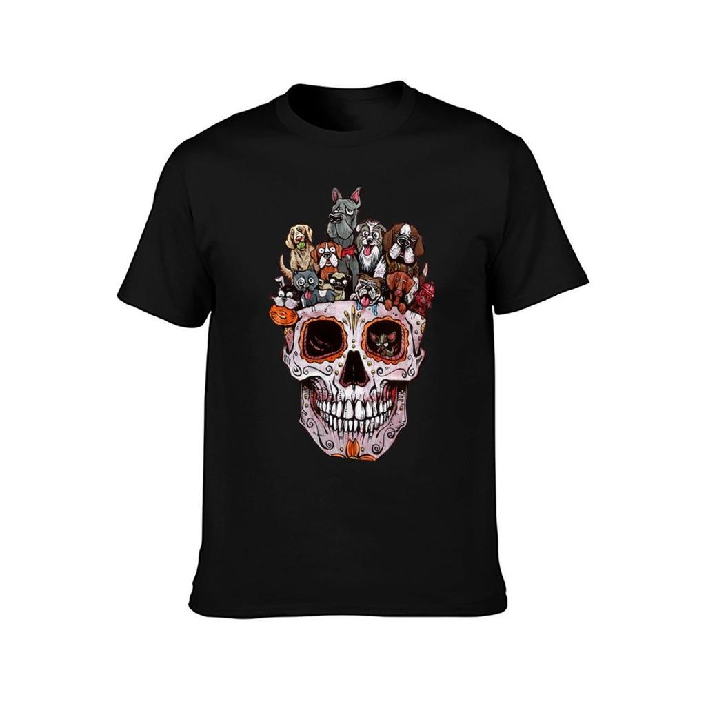 Dogs Skull TShirt Basic Casual Wear Short Sleeve Top