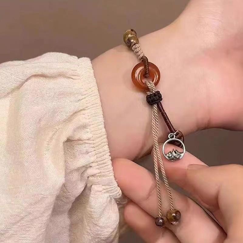 Distinctive Chinese Modern Amber Peace Knot Bracelet Handcrafted Women For
