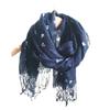 Navy Blue Scarf Japanese Style Pure Linen Printed Women'S Scarf Beach Sunscreen Silk Scarf