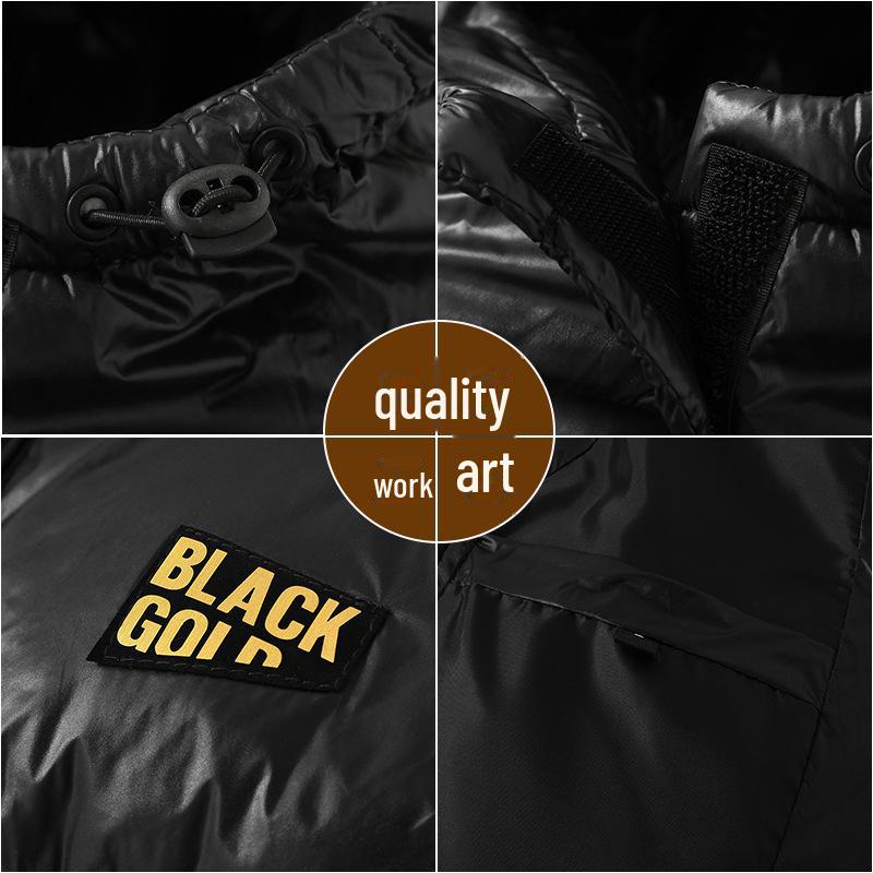 Unisex 2024 Schwarz Gold Daunenweste: Lässig, Verdickt, Trendige Weste