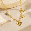 316L Stainless Steel Creative Design 5-Leaf Flower Hollow Heart Butterfly Dragonfly Necklace Women Classic Neck Chain