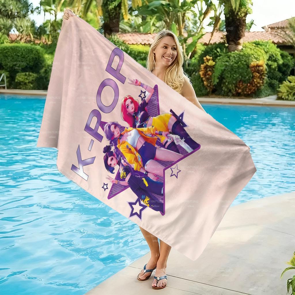 1pc K-POP Girl Group Beach Towel Star Print Quick Dry Lightweight Microfiber Bath Towel for Swimming Surfing Camping Unisex Holi