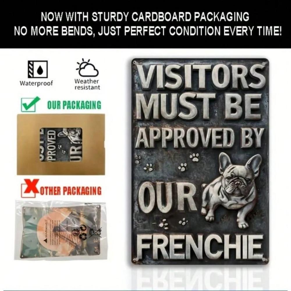 Vintage French Bulldog Metal Poster, Funny Wall Art for Home Bar